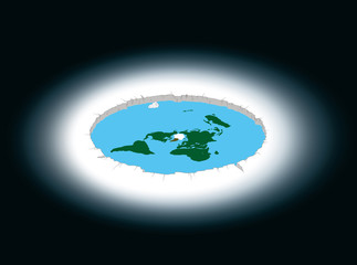 Flat Earth surrounded by Antarctica. Illustration. © v_ctoria