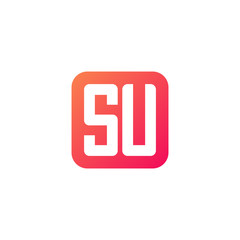 Initial letter SU, rounded letter square logo, modern gradient red color	
 
