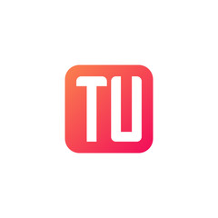Initial letter TU, rounded letter square logo, modern gradient red color	
 
