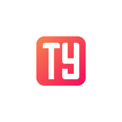 Initial letter TY, rounded letter square logo, modern gradient red color 