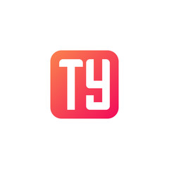 Initial letter TY, rounded letter square logo, modern gradient red color	
 
