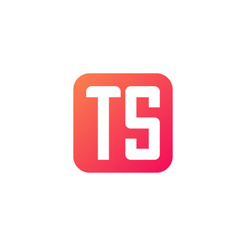 Initial letter TS, rounded letter square logo, modern gradient red color	
 
