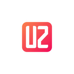 Initial letter UZ, rounded letter square logo, modern gradient red color	
 
