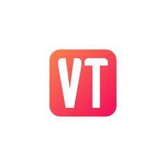 Initial letter VT, rounded letter square logo, modern gradient red color	
 
