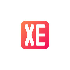 Initial letter XE, rounded letter square logo, modern gradient red color 