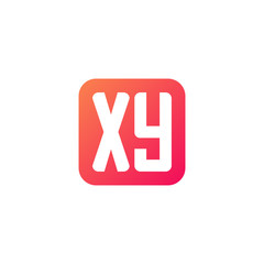 Initial letter XY, rounded letter square logo, modern gradient red color	
 
