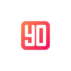 Initial letter YO, rounded letter square logo, modern gradient red color	
 
