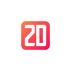 Initial letter ZD, rounded letter square logo, modern gradient red color	
 
