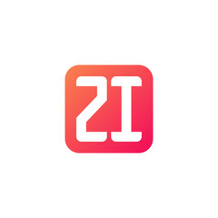 Initial letter ZI, rounded letter square logo, modern gradient red color	
 
