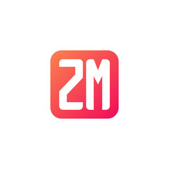 Initial letter ZM, rounded letter square logo, modern gradient red color	
 
