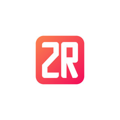 Initial letter ZR, rounded letter square logo, modern gradient red color	
 
