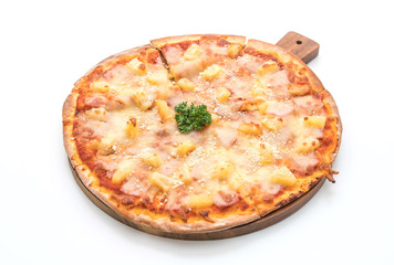 hawaiian pizza on white background