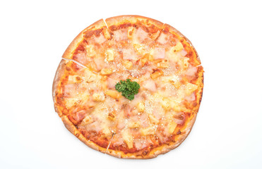 hawaiian pizza on white background