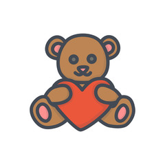Valentines day holiday colored icon bear heart love