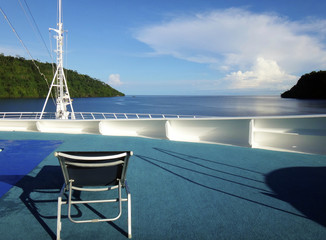 Scene of the crater of Garove Island from a cruise ship, Papua New Guinea.