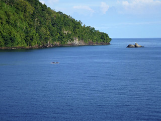Fototapeta na wymiar Scene of the crater of Garove Island from a cruise ship, Papua New Guinea.