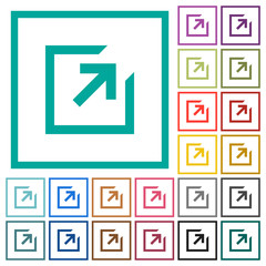 Export with inner arrow flat color icons with quadrant frames