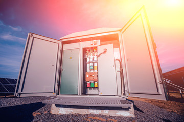 Inverter and store energy building. Solar cell park