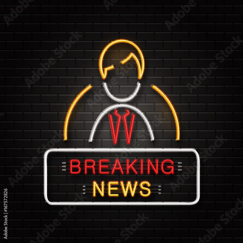 Vector Isolated Neon Sign Of Anchorman For Decoration On The Wall Background Realistic Logo Vector Isolated Neon Sign Of Anchorman For Decoration On The Wall Background Realistic Logo