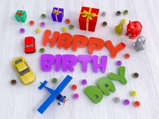 colorful happy birthday words for kids