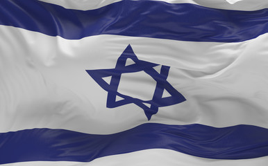  Flag of the Izrael waving in the wind 3d render - obrazy, fototapety, plakaty