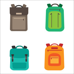 Vector cartoon backpacks set