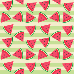 Cute seamless vector pattern with watermelon
