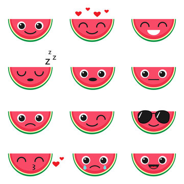 Cute Watermelon Emoji Set