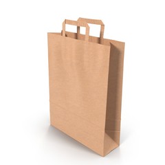 Brown paper bag on white. 3D illustration