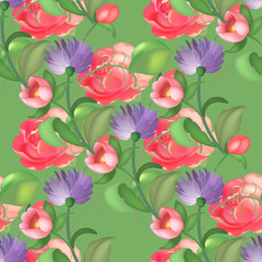 Seamless rose pattern. Vector illustration
