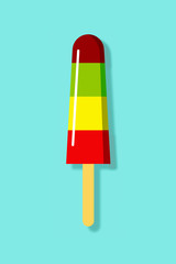 Brown Green Yellow & Red Popsicle Flat Icon Illustration