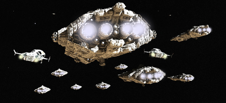 Deep Space Battle Fleet - science fiction illustration