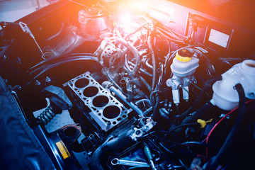 Fototapeta Engine repair. Car service. Details obraz