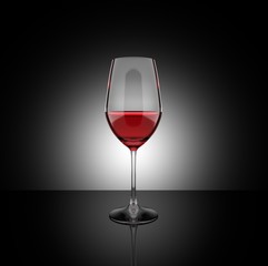 Red wine glass 3D illustration