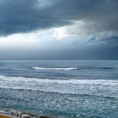 stormy day on beach.
