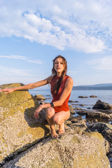 Beautiful, slender girl in bikini