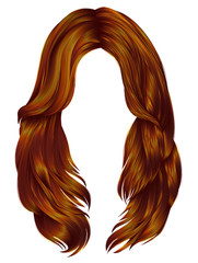 trendy woman long hairs red ginger colors .  beauty fashion .  realistic  graphic 3d