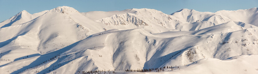 Mountain, morning, winter, snow landscape