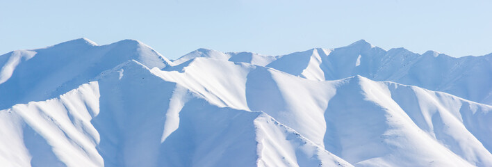 Mountain, morning, winter, snow landscape
