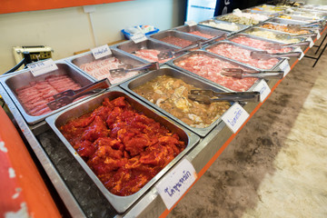 raw meat for buffet line