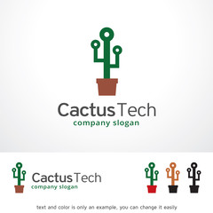 Cactus Technology Logo Template Design Vector, Emblem, Design Concept, Creative Symbol, Icon