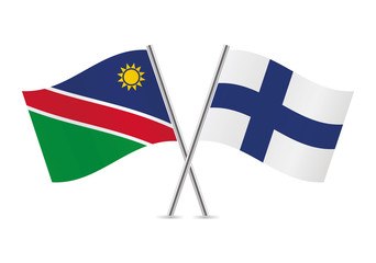 Namibia and Finland flags.Vector illustration.