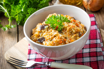 Risotto with vegetables.