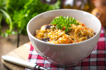 Risotto with vegetables.