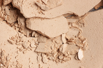 Broken compact powder close-up