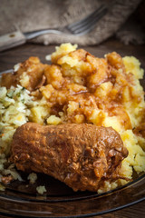 Tasty roulades beef on plate.