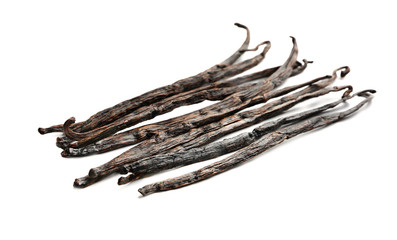Vanilla pods on white background