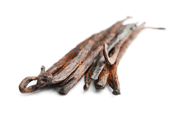 Vanilla pods on white background
