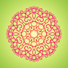 Vector vintage oriental Mandala sign boho frame