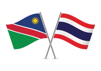 Namibia and Thailand flags.Vector illustration.